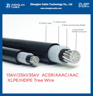 15kv AAC AAAC ACSR الموصل XLPE HDPE كابل شجرة العزل 185mm2 NTC 5909 ICEA S121-733
