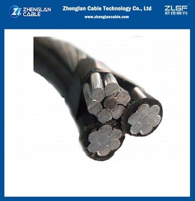 الكابل العازل العلوي ABC 0.6/1KV AAC/XLPE+ACSR 2X6AWG+1X6AWG الموصلات الألومنيومية من النوع الثلاثي