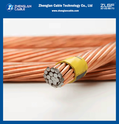 الصلب المقوى النحاس العارية عالية النقاء 30% IACS، 40% IACS النحاس المطاوئ ASTM القياسية سلك واحد، 3، 7، و 19 خيوط الكابل