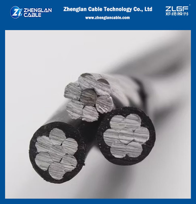 0.6/1kv المواد الألومنيومية / سبيكة الألومنيوم الموصل XLPE معزول 2 * 1/0 + 1/0 AAAC AWG ABC كابل فوقي المجموعة السلك الكهربائي الخدمة انخفاض ثلاثي