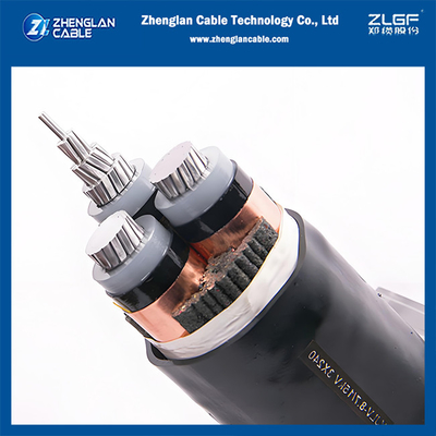 8.7/15KV 3x240mm2 AL/SC/XLPE/SC/CTS/PVC كابل تحت الأرض كابل طاقة غير مدرّج IEC60502-2