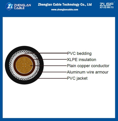 0.6/1kv CU/XLPE/PVC/AWA/PVC كابل طاقة الجهد المنخفض أسلاك الألومنيوم 1x630sqmm IEC60502-1