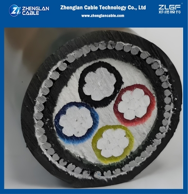 كابل طاقة LV كابل تحت الأرض XLPE سلك فولاذ عازل مقاوم AL / XLPE / PVC / SWA / PVC 4x35mm2 IEC60502-1