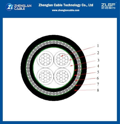 كابلات الألومنيوم تحت الأرضية الجهد المنخفض 0.6/1kv عزل Xlpe مع سلك الفولاذ 4x70mm2 AL / XLPE / PVC / SWA / PVC