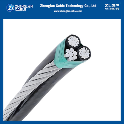 1KV Triplex Aerial Cable AAC/XLPE+Bare ACSR محايد 2x1/0AWG+1/0AWG ASTM S76-474