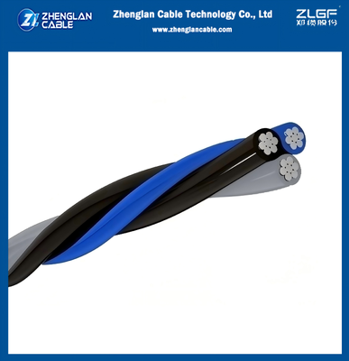 كابل الألومنيوم الثلاثي 2x50+50 ملم2 عازل محايد AAC/XLPE+AAC/XLPE 0.6/1kv موصل الألومنيوم XLPE عزل NBR 8182