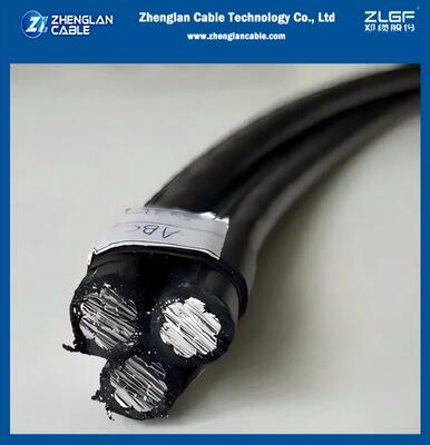 كابل ABC ثلاثي معزول بالكامل 0.6/1kV 2×1/0AWG+1/0AWG | كابل هوائي ذاتي الدعم AAC/XLPE + AAAC/XLPE