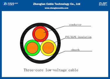 كبل طاقة LV غير منظم بطول 0.6 / 1Kv ، كبل معزول بثلاثة مراكز لل IEC60502 （CU / PVC / XLPE / LSZH / NYY / N2XY) (3 * 1.5 ~ 3 * 400mm²)