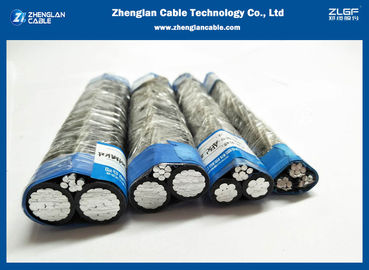كابل الجهد المنخفض AL / XLPE Bare Al Alloy المجمّع 0.6 / 1kv 2 × 50sqmm + 25sqmm